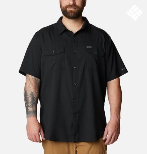 Men's Columbia Utilizer II Solid Short Sleeve Shirts Black | Plus Size CA-Q0L16